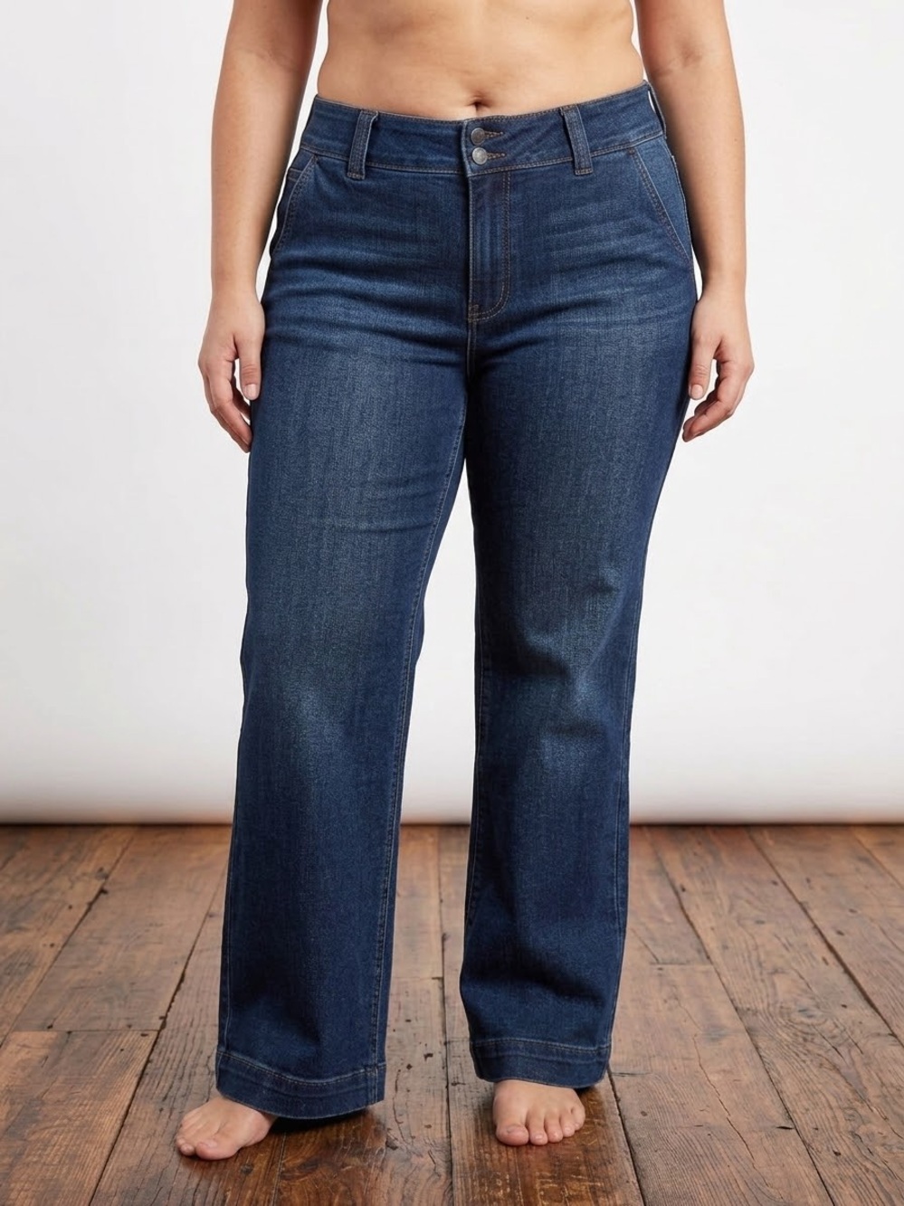 Judy Blue Dark Indigo Wide Leg High Rise Jeans with Subtle Whisker Fade